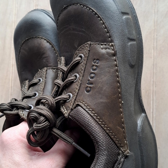 Crocs Velocity CrostrComfort Work Shoes Unisex Sz W7 M5 Lace Up Leather Non Slip - Picture 6 of 10